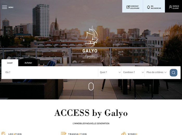 Page d'accueil de Galyo