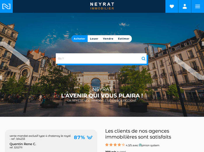 Page d'accueil de Neyrat Immobilier